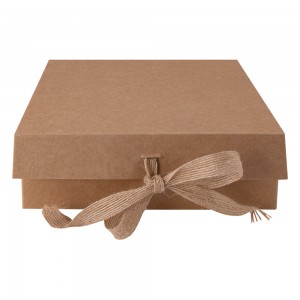 Caja plegable para regalo. Caja de cartón para regalo, Caja kraft con lazo para regalo.