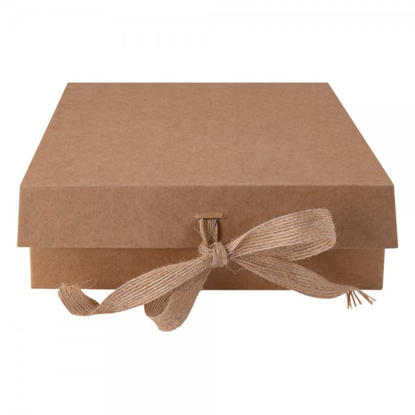 Caja plegable para regalo. Caja de cartón para regalo, Caja kraft con lazo para regalo.