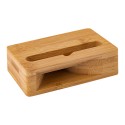 Soporte para teléfono de bambu. Soporte de madera personalizado.