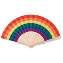 Abanico rainbow personalizable. Abanico multicolor. Abanico LGTBI+.