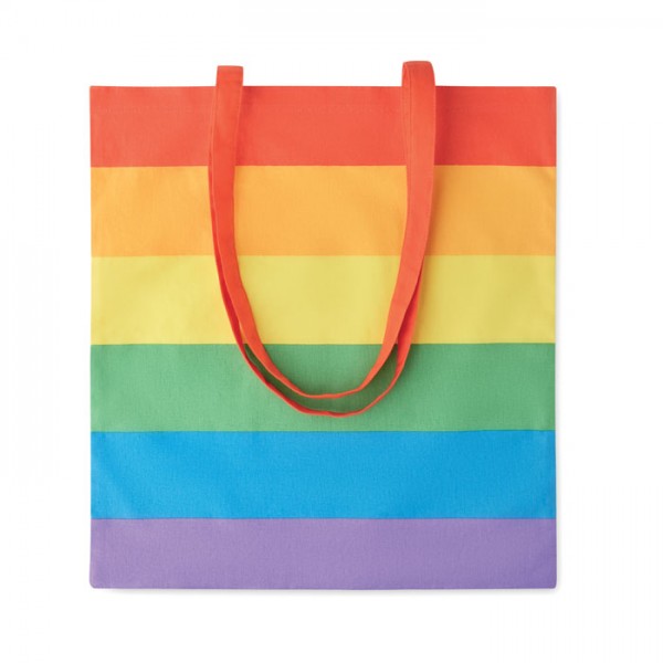 Bolsa rainbow personalizable. Bolsa asas largas multicolor. Bolsa LGTBI+.