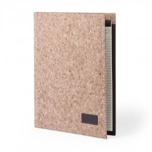 Carpeta eco con bloc de notas interior. Carpeta de corcho. Carpeta ecológica personalizable y bloc de notas.