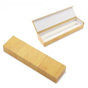 Estuche de bambú para bolígrafos. Estuche presentacion de boligrafos. Estuche personalizable de madera.