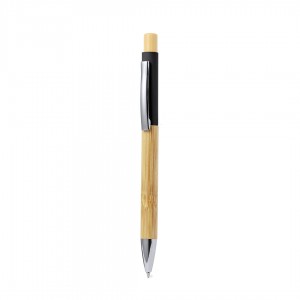 Bolígrafo bambú, acabado goma color
