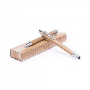 Set bolígrafo y portaminas, bambú. Set de escritura de bambú. Estuche bolígrafo y portaminas de bambú.